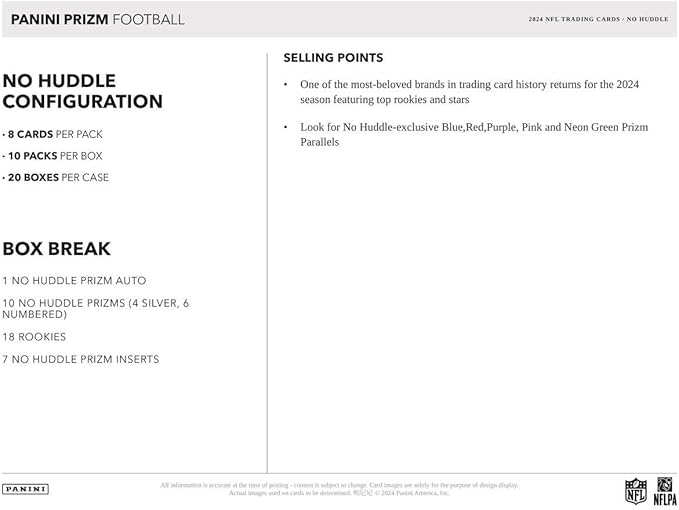 2024 Panini Prizm Football No Huddle Box