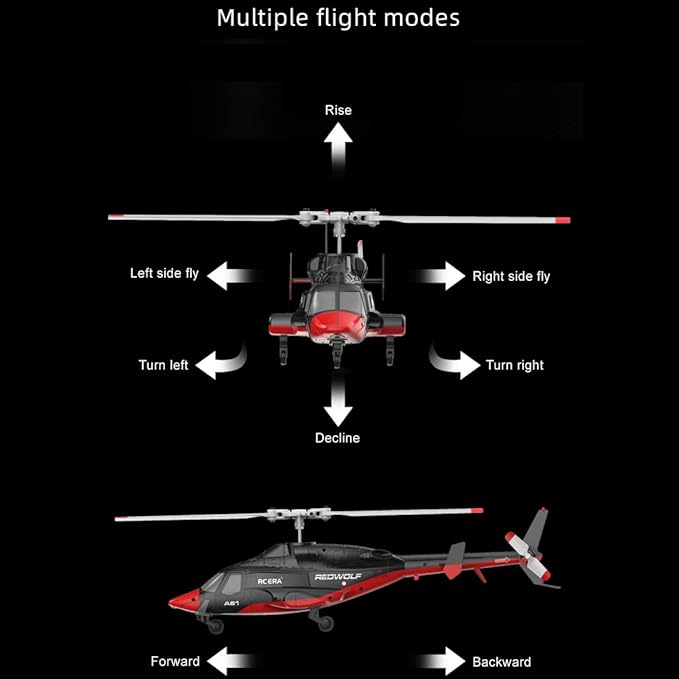 RC ERA A61 Air-Wolf RC Helicopter 1/52 Scale 2.4G 4CH Single Rotor Heli Military Aircraft with One-Key Start Altitude Hold Remote Control for Adults &amp Beginners