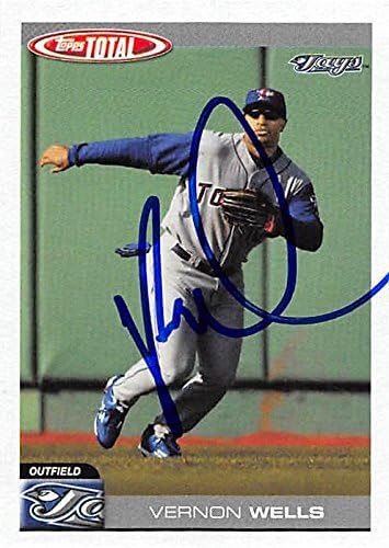 Sports Memorabilia Autograph Warehouse 301824 2004 Topps Vernon Wells Autographed No.630 Baseball Card - Toronto Blue Jays