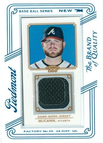 Sports Memorabilia Autograph Warehouse 343458 Brian McCann Player Worn Jersey Patch Baseball Card - Atlanta Braves 2010 Topps 206 Piedmont No. TR-BMC