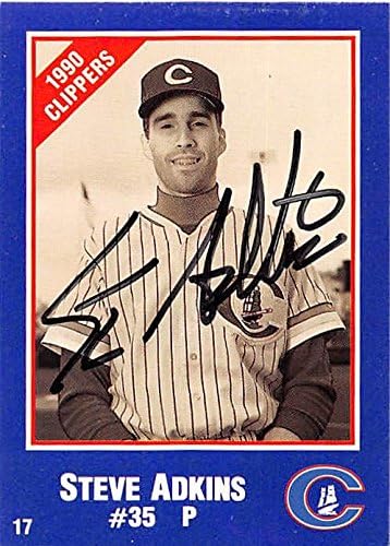 Sports Memorabilia Autograph Warehouse 248337 Steve Adkins Autographed Baseball Card - New York Yankees Columbus Clippers 1990 PAL Cracker Jack - No. 35
