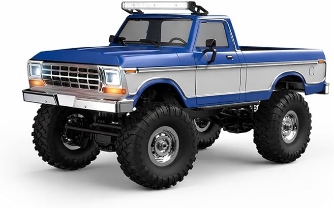 1/16 Scale RC Rock Crawler 2.4G Full-Proportional Pickup-Style RC Crawler 4x4 Remote Control Truck with high-Precision Bearings LED Lights Gift for Adults (HB-R1610/Blue)