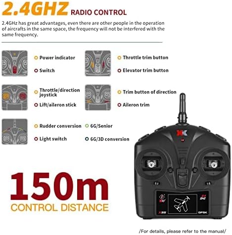 GoolRC WLtoys XK A280 RC Airplane 2.4GHz 4 Channel Brushless Remote Control Plane for Adults RC Aircraft Fighter with 6-Axis Gyro 3D/6G Mode and LED Searchlight Easy to Fly for Beginners