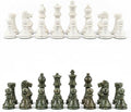 Handcrafted Premium Marble Chess Pieces Set – Elegant 32-Piece Replacement for 12-15 Inch Chess Boards Storage Box (White and Green)