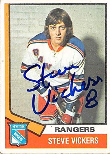 Sports Memorabilia Autograph Warehouse 302457 1974 Steve Vickers Autographed No.29 Hockey Card - New York Rangers