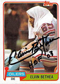 Sports Memorabilia Autograph Warehouse 302502 1981 Topps Elvin Bethea inscribed HOF 03 Autographed Football Card - Houston Oilers Hall of Fame