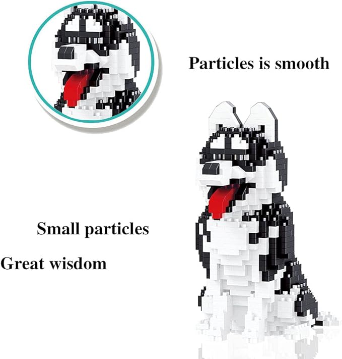 Mini Dog Building Blocks Pet Building Toy Bricks Micro Mini Blocks 3D Puzzle Building Blocks Set Toys Gifts for Kids or Adult (Husky 753PCS)