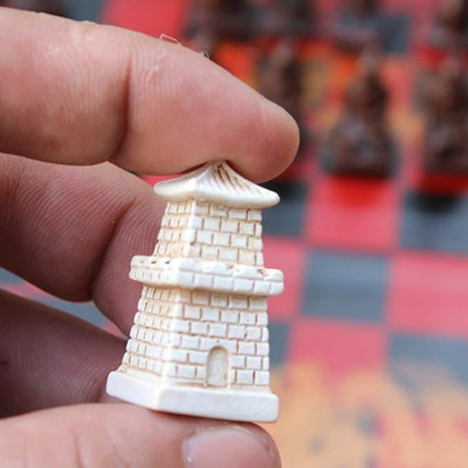 Vintage Chinese Terracotta Warrior 32 Chess Set Wood Table Chess Games Gift