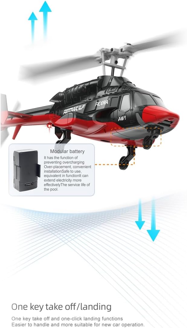 RC ERA A61 Air-Wolf RC Helicopter 1/52 Scale 2.4G 4CH Single Rotor Heli Military Aircraft with One-Key Start Altitude Hold Remote Control for Adults &amp Beginners