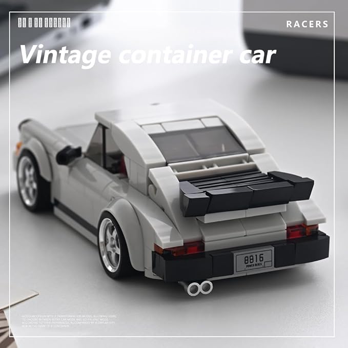 PB8816 1:32 Turbo Sports Car Buliding Blocks Set 343 Pieces MOC Super Racing Model Kit with Display Container Clamping Blocks Toy Gift for Adults