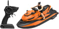 2.4GHz Remote Control Motorboat Toy 1 : 14 Jet Ski Model Toy 2 Motors Marine Motor Water Toy High Speed RC Motorboat Motor 2 Speed Level Boat Pool Toy with Detachable Driver (Orange)