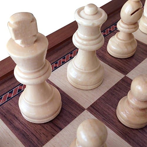 4 Less CO 19 Large Deluxe Chess Board Game Set Box Inlaid Walnut Wood Pieces 1208M