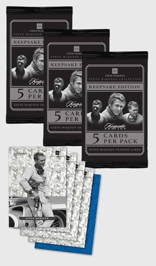 2025 Steve McQueen Keepsake Premiere Edition: 1 Encased Relic and a 5 Card Pack Featuring Authentic Movie Props Cut Signatures Gem Relics