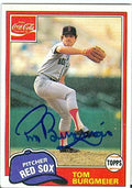 Sports Memorabilia Autograph Warehouse 245882 Tom Burgmeier Autographed Baseball Card - Boston Red Sox 1981 Topps - No. 1 Coca Cola