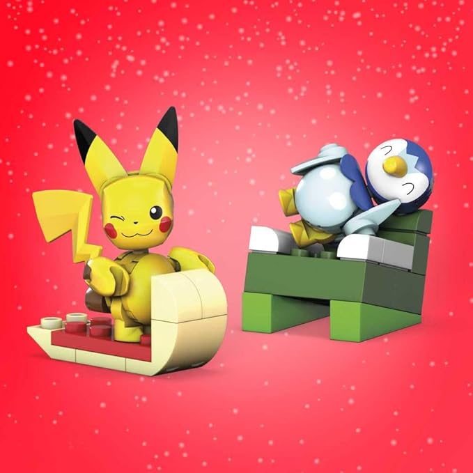 MEGA Pokémon Building Toys Set Holiday Calendar with 202 Pieces 2 Poseable Characters and Accessories for Kids