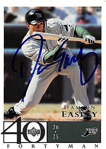 Sports Memorabilia Autograph Warehouse 247848 Damion Easley Autographed Baseball Card - Tampa Rays 2003 Upper Deck Fortyman - No. 80