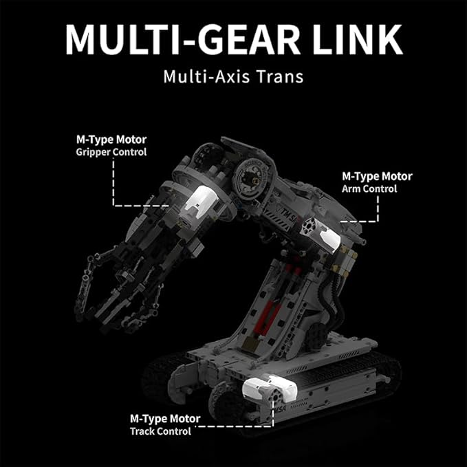 Technical Tracked Robot Arm Building Block KitsSTEM Educational ToysUpgraded Version Remote &amp APP ControlledSet for Boys and Girls 8-14Technical Robotic Arm Set for Adult(1468Pcs)