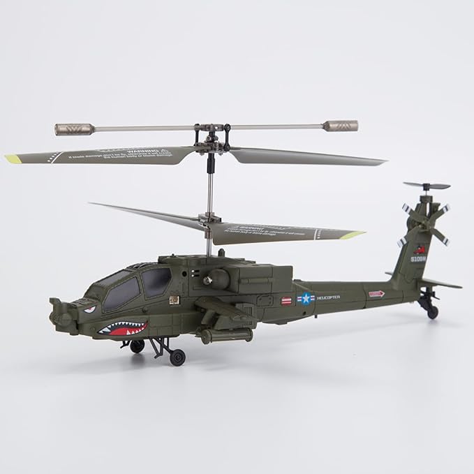 S109H Remote Control Helicopter for Adults 2.4G RC 3CH Dual-Prop Gyro Stabilized Airplane Model with Bright Night Navigation Lights RC Helicopter Model - RTF Version/Army Green