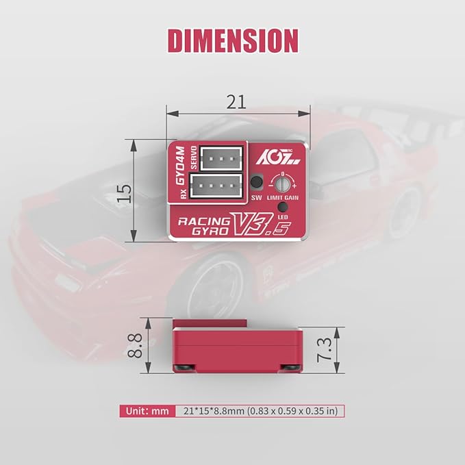 AGFRC Upgraded Mini Z RC Gyros - Mini Gyros for Drifting Mini-Z Car/Full Aluminum 4Gram Precision Red RC Gyro Set for Competition Grade RC Drifting (GY04M V3.5)