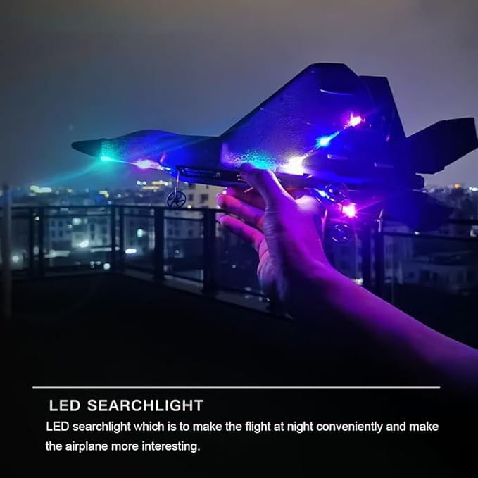RC Plane F22 Raptor Model 4CH 3D/6G RC Airplane for Adults and Beginners 2.4Ghz RC Jet with LED Light Ready to Fly Outdoor Remote Control Airplane with 2 Batteries
