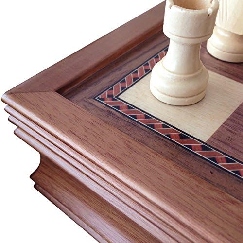 4 Less CO 19 Large Deluxe Chess Board Game Set Box Inlaid Walnut Wood Pieces 1208M