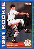 Sports Memorabilia Autograph Warehouse 248311 Steve Adkins Autographed Baseball Card - New York Yankees 1991 Score Rookie - No. 16