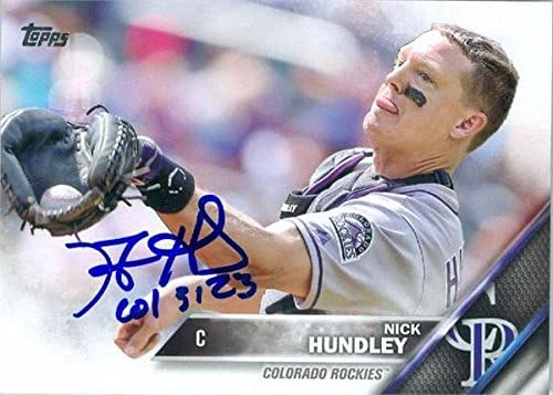 Sports Memorabilia Autograph Warehouse 247083 Nick Hundley Autographed Baseball Card - Colorado Rockies 2016 Topps - No. 289