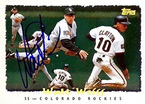 Sports Memorabilia Autograph Warehouse 291499 1995 Topps Cyber Stats Walt Weiss Autographed No.71 Baseball Card - Colorado Rockies SC