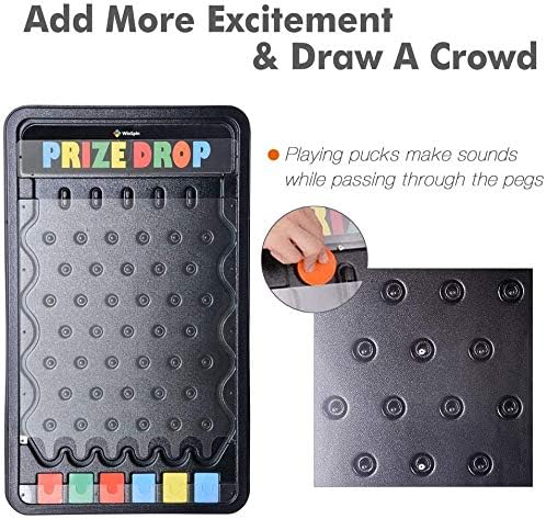 ZeHuoGe 30 Prize Drop Boards Disk Game Foldable Stand Customizable 6 Slots with 10 Pucks for Carnival Tradeshow Party