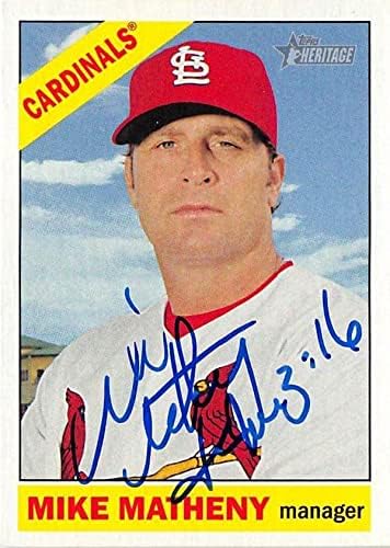 Sports Memorabilia Autograph Warehouse 291624 2015 Topps Heritage Mike Matheny Autographed No.76 Baseball Card - St Louis Cardinals C MGR