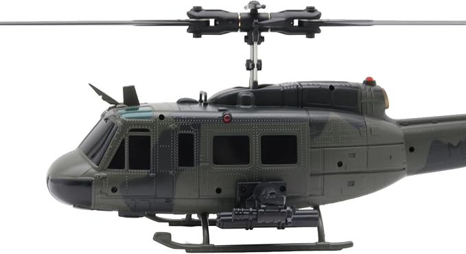C032 UH-1 Huey RC Helicopter 1/48 Scale 6-Channel Brushless Helicopter with Optical Flow Positioning One Click Inverted Flight &amp Gyro Stabilized 3D Stunt Military Aircraft Model for Adults