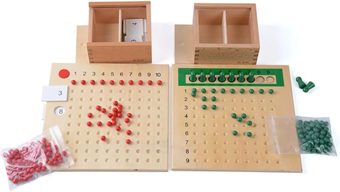 Kghios Montessori Multiplication and Division Board Montessori Math Toys Material for Toddlers KidsMultiplication &amp Division Board