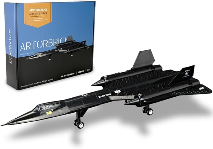ArtorBricks SR-71 Reconnaissance Blackbird Airplane Military Building Set - 183 Piece Model Kit for Adults Collectors &amp Hobbyists