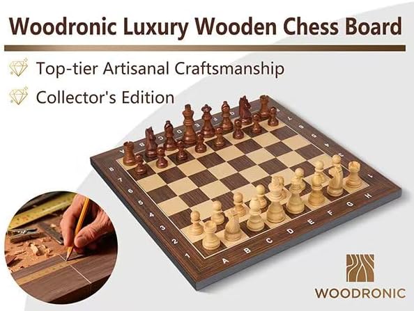 Wooden Chess Board 16 Inch - Professional Tournament Chessboard Only Premium Wood Board Game with Notation Scratch-Resistant UV Coating Portable Table Chess Board No Pieces with Gift Package