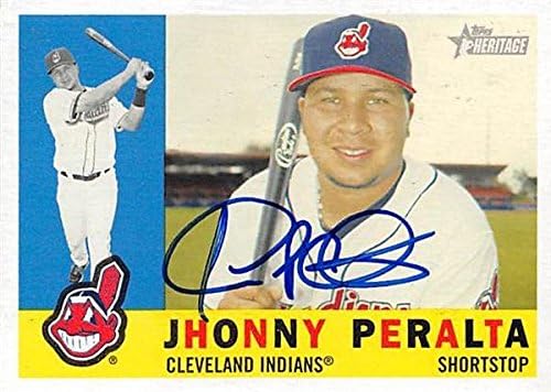 Sports Memorabilia Autograph Warehouse 301976 Jhonny Peralta Autographed Baseball Card - Cleveland Indians 2009 Topps Heritage No. 178