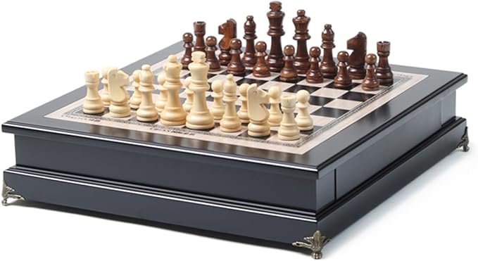 15 Wooden Chess Set Large Size Board Built-in Storage Drawer - 2 Extra Queens - Wooden Chess Pieces - Gift wrap Adult and Children's Board Games