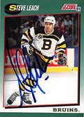 Autograph Warehouse 224077 Steve Leach Autographed Hockey Card - Boston Bruins 1991 Score - No. 26T
