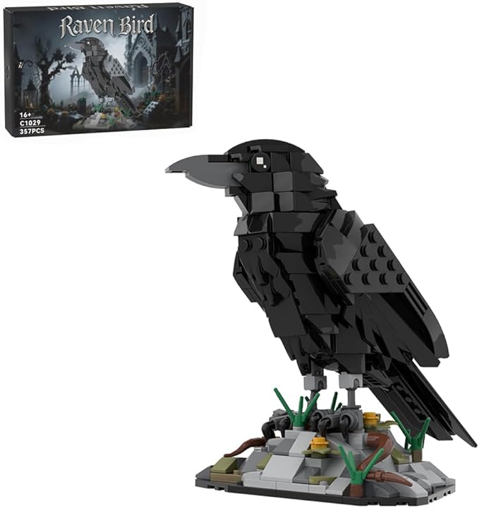 Raven Bird Animal Building Set Mechanical MOC Bird Bricks Animal Collection for Adults Home Office Art Decor Creative Gifts Designed by SKABRAM- 357 Pieces