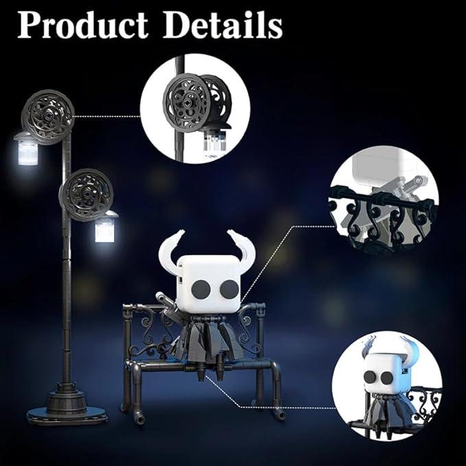 Knight Figure Building Toys Set 370 PCS Game Knight Merch with Light-Up Streetlamp &amp Sword Adult Collectible Display Model