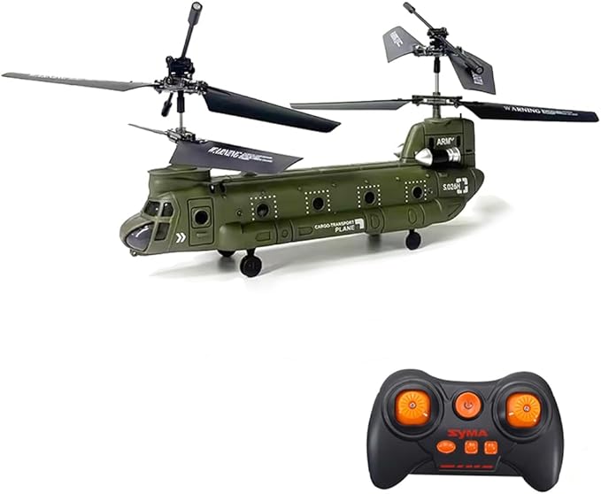 Remote Control Helicopter S026H Military Transport RC Helicopters with Altitude Hold One Key Take Off/Landing LED Light Low Battery Reminder Gyro RC Army Helicopter for Beginners