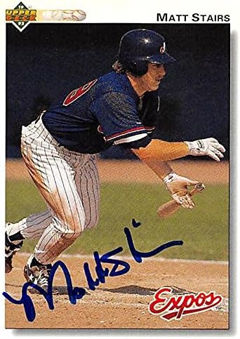 Sports Memorabilia Autograph Warehouse 244721 Matt Stairs Autographed Baseball Card - Montreal Expos FT 1992 Upper Deck Minor League Rookie - No. 786