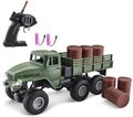 GoolRC RC Military Truck 1:16 Scale 6WD Remote Control Car 2.4GHz Off-Road RC Truck with LED Light and 2 Batteries All Terrain Army Transport Vehicle for Adults