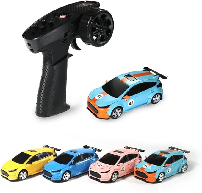 Mini RC Car with HD FPV Camera 1:43 Scale RC Drift Car for 25+ Mins Play 2.4GHz FPV Rc Car with LED Ambient Lights &amp Gyro Mini Racing Toys for Adults (RTR Standard Version/Cyan-Orange)