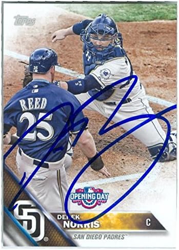 Sports Memorabilia Autograph Warehouse 248129 Derek Norris Autographed Baseball Card - San Diego Padres 2016 Topps Opening Day - No. OD4