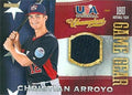 Sports Memorabilia Autograph Warehouse 345100 Christian Arroyo Player Worn Jersey Patch Baseball Card - San Francisco Giants Team USA 2014 Panini Collegiate Game Gear No. 44 Rookie