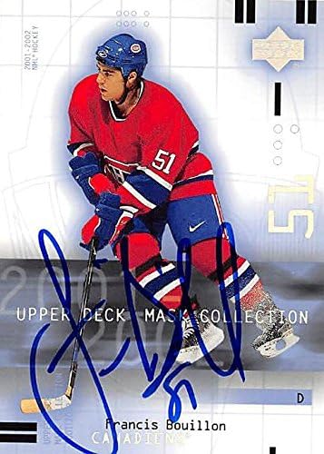 Sports Memorabilia Autograph Warehouse 224103 Francis Bouillon Autographed Hockey Card - Montreal Canadiens 2002 Upper Deck - No. 51