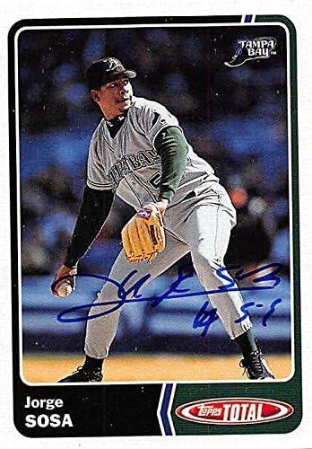 Sports Memorabilia Autograph Warehouse 247789 Jorge Sosa Autographed Baseball Card - Tampa Rays 2003 Topps Total - No. 703