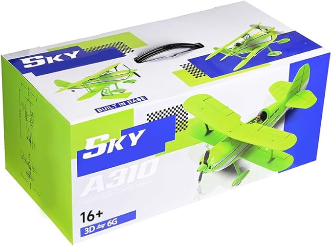 XK A310 Beech D17S 2.4G 4CH Quick-Release EPP Scale RC Fixed-Wing Aircraft Model 400mm-Wingspan 3D/6G Realistic Bi-Wing Plane (RTF/Green)
