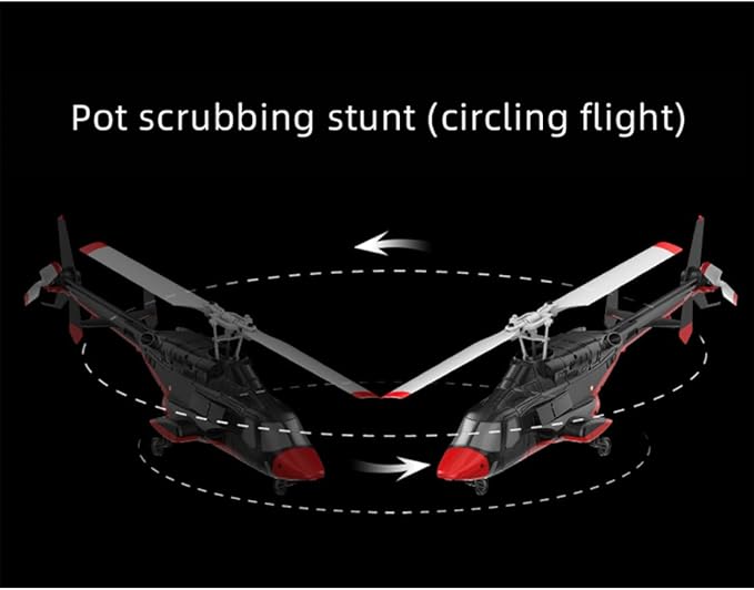 RC Helicopter Model A61 1/53 Scale Air-Wolf 2.4G 4CH Single Rotor RC Plane with Optical Flow Altitude Hold (RTF Version/Black and White) (Red Black)