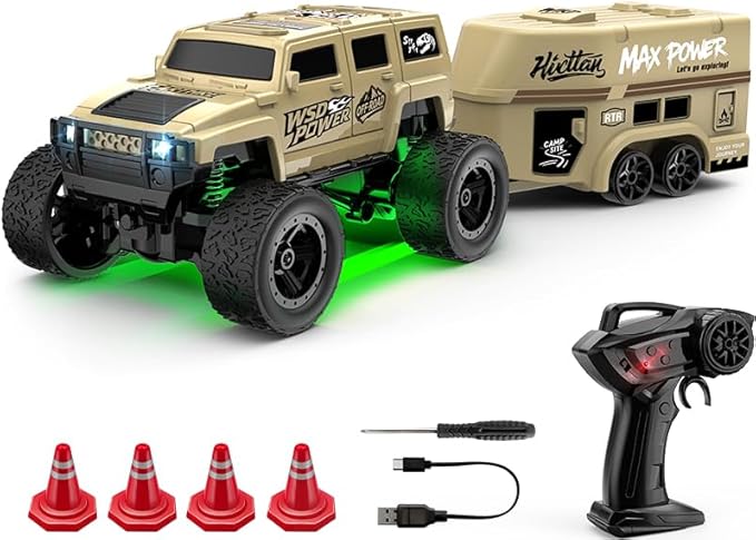 1:64 Scale Mini RC Crawler with Gyro Full Proportional RTR 2.4Ghz Remote Control Truck with RGB Lights (E88-Yellow)
